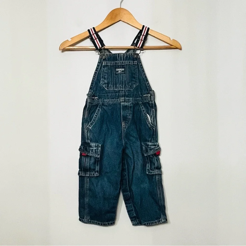 OshKosh Cargo Overalls Denim Jeans‎ Carpenter Utility Family Photos 24 Months